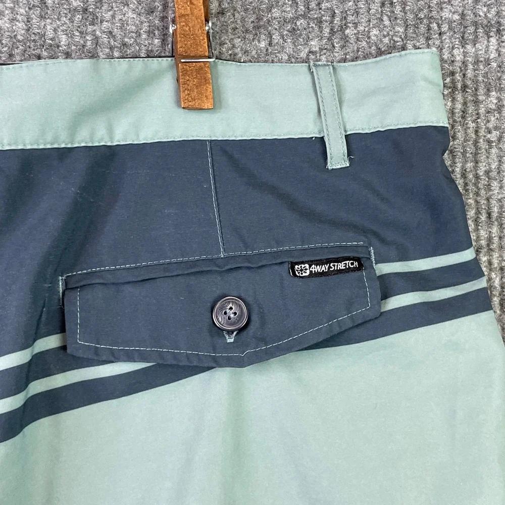 OP Board Shorts Mens 38 Blue Striped 4 Way Stretch Swim Trunks OM25523Y